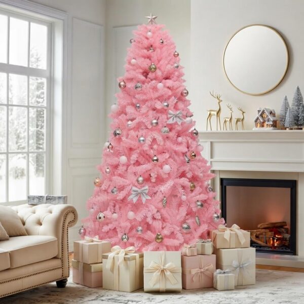 7.5ft Pre-lit Pink Christmas Tree with 550 Warm White Lights
