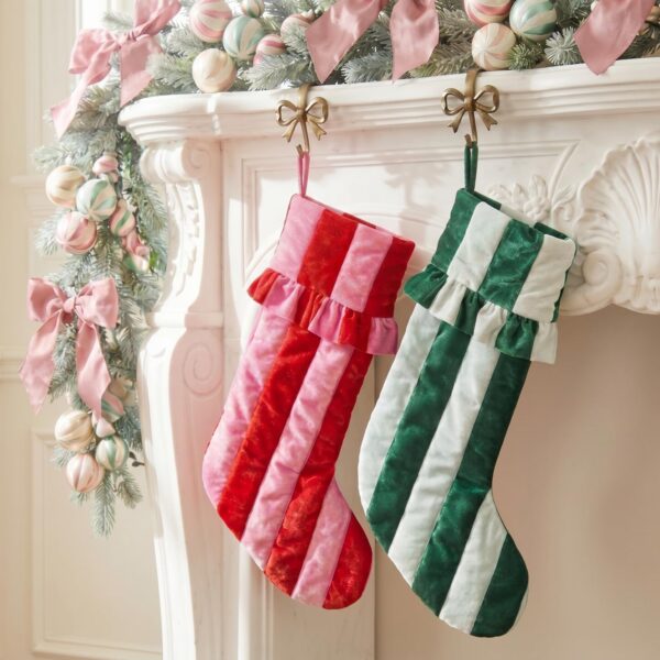 2 Pcs Colorful Christmas Stockings with Ruffle Cuff, 17 x 10''