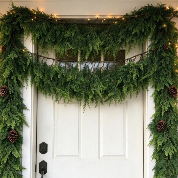 2PCS 6FT Artificial Christmas Cedar Pine Garland for Mantle Home Decor