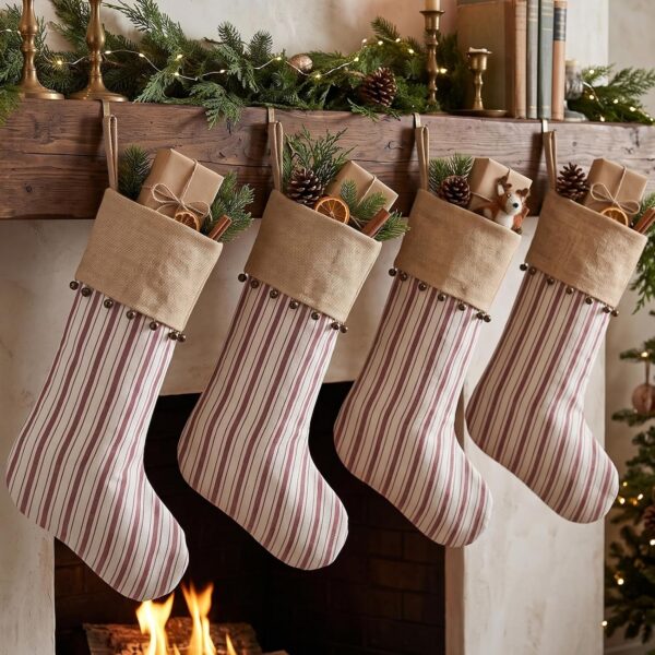 4 Pack Christmas Stockings 20 Inch Red Stripe Christmas Stockings