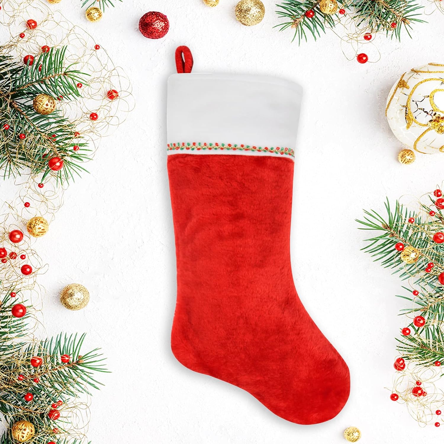19 Inches Christmas Stockings Personalized Christmas for Family Holiday Xmas Party Decor Fireplace Hanging for Family Kids - Image 2
