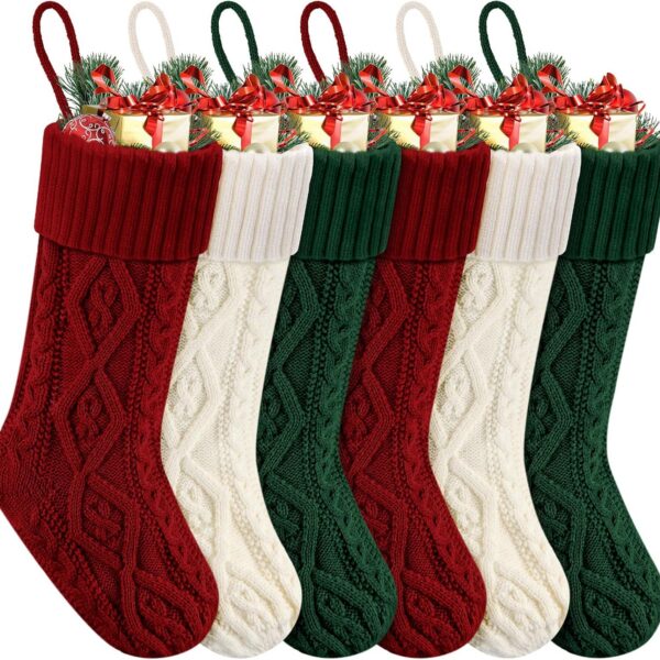 Christmas Stockings,Christmas Hanging Stockings Decoration Soft and Comfortable Knitted Festival Party Xmas Tree Stocking