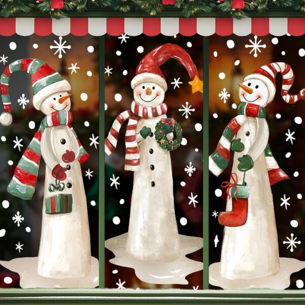 3 Sheets Christmas Extra Large Snowman Window Clings, Winter Stickers Decor