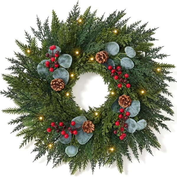 24 Inch Christmas Wreaths for Front Door- Christmas Door Wreath