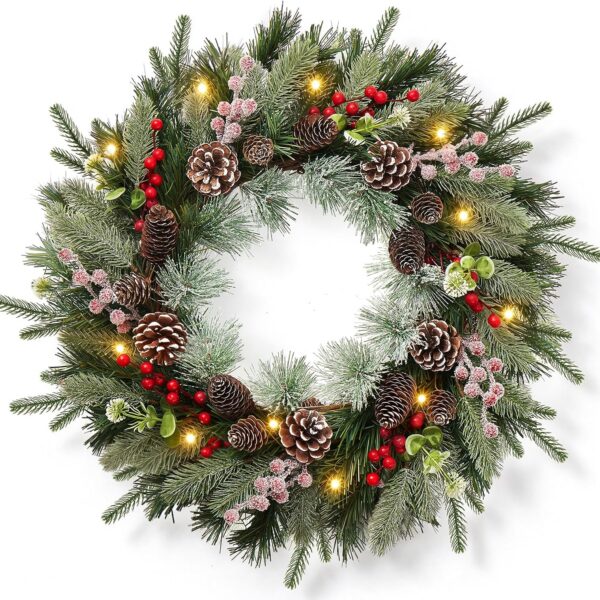 Christmas Wreaths for Front Door-Pine Artificial Christmas Door Wreath
