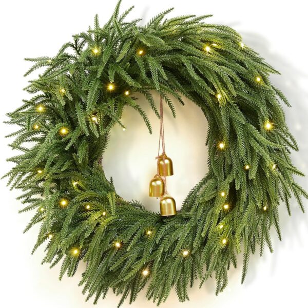 Christmas Wreath -24" Real Touch  Christmas Wreath with Lights