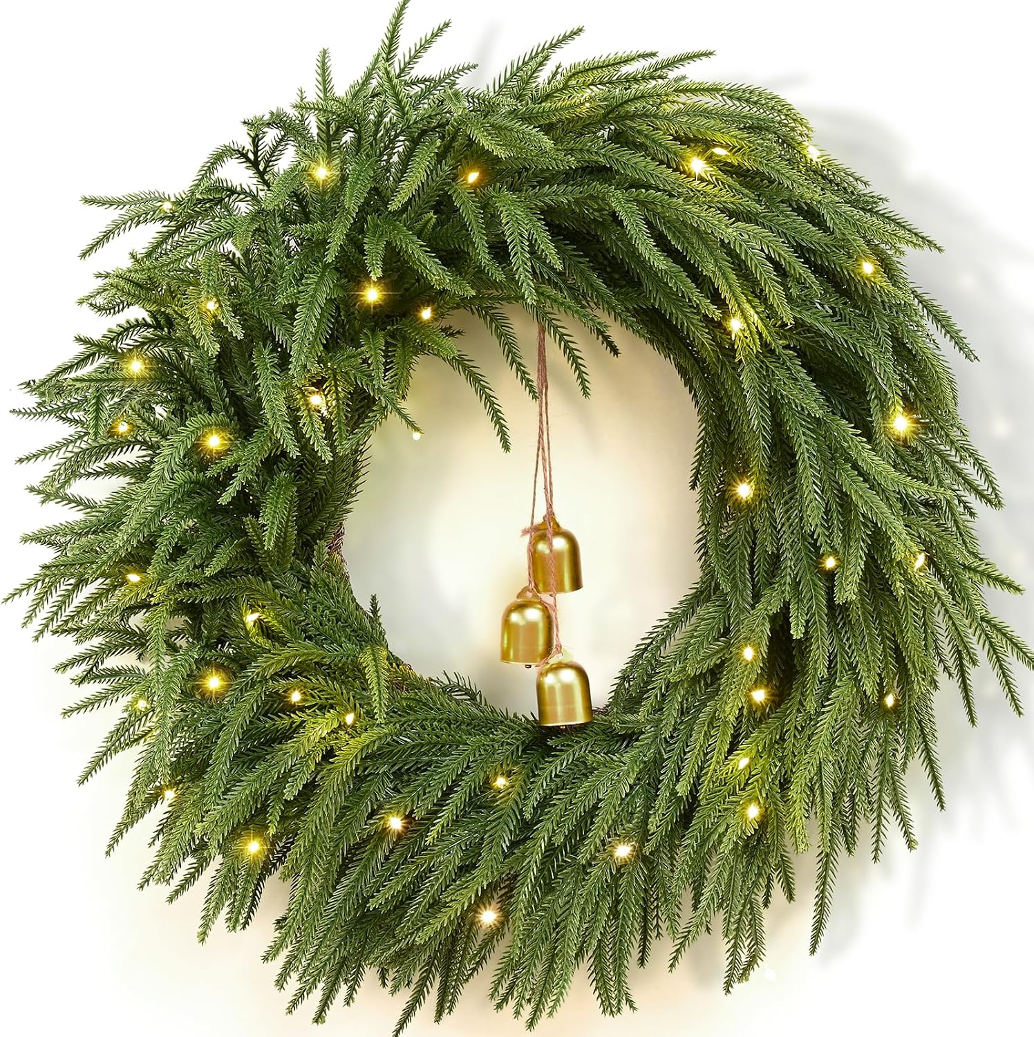 Christmas Wreath -24" Real Touch Christmas Wreath with Lights