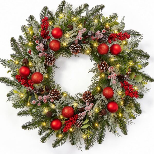 24 Inch Christmas Wreaths for Front Door-Pine Artificial Christmas Wreath