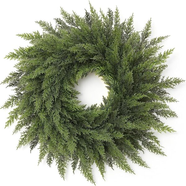 24" Christmas Wreaths for Front Door-Cedar Artificial Christmas Door Wreath