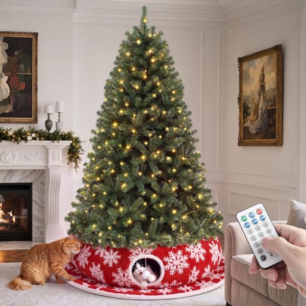6FT Green Prelit Christmas Tree w/ Cat Tunnel & Skirt
