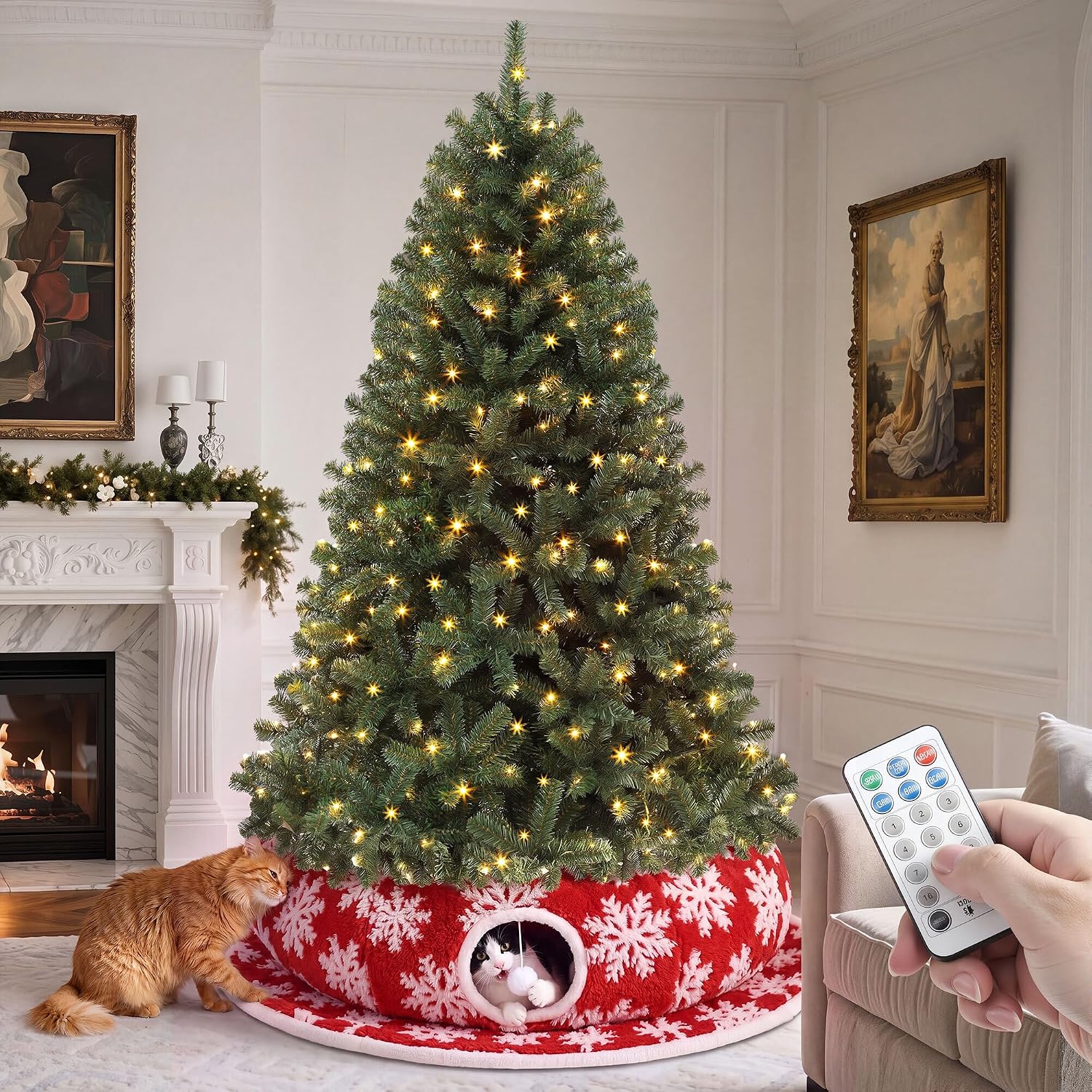 6FT Green Prelit Christmas Tree w/ Cat Tunnel & Skirt